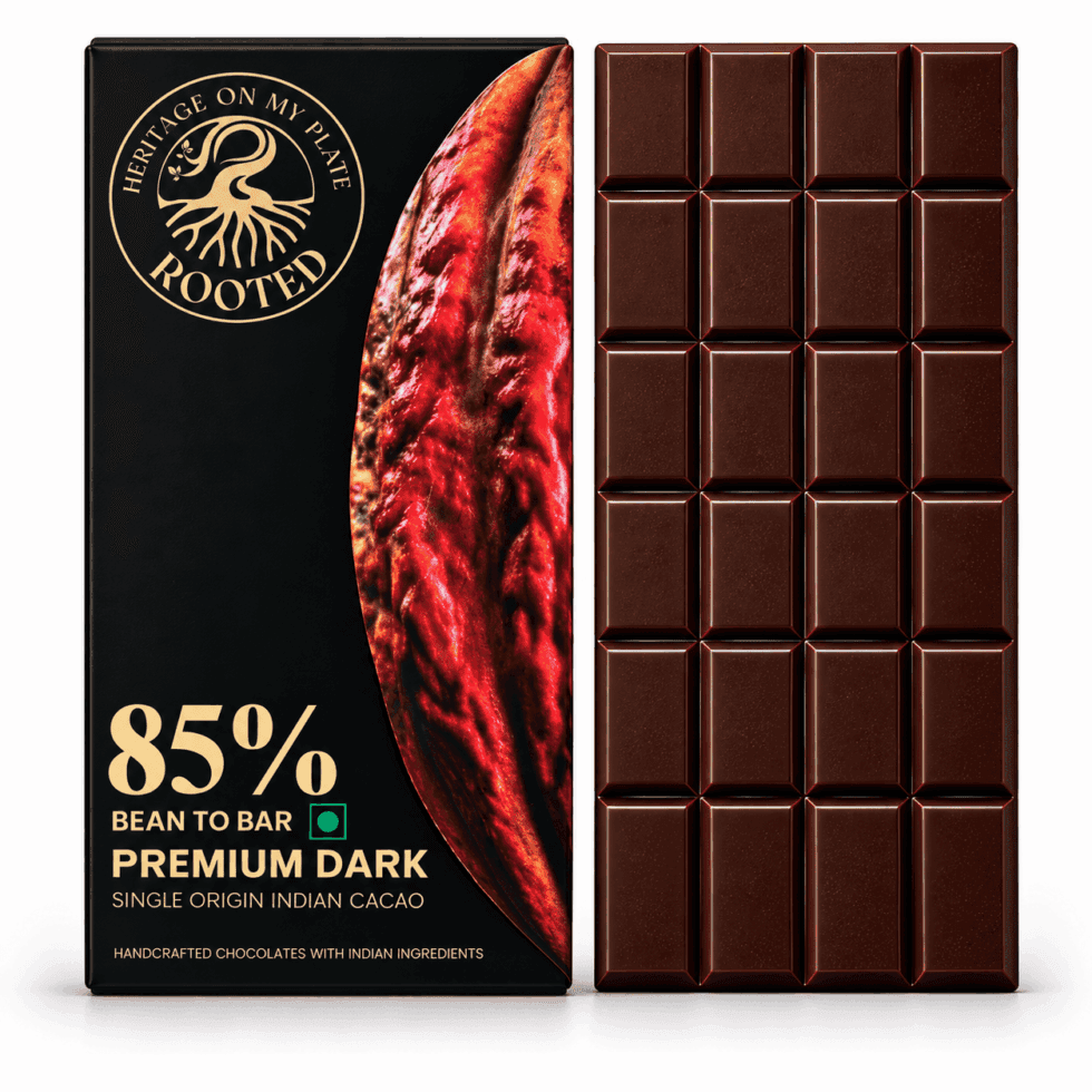 ROOTED Premium Dark and Bhut Jolokia bars
